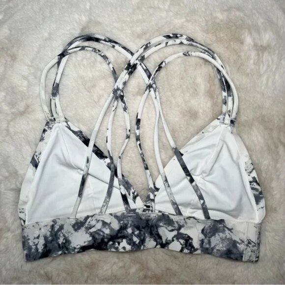 NWOT PINK Marble Bonded Strappy Marble Bralette White & Gray Size XS - Picture 3 of 6